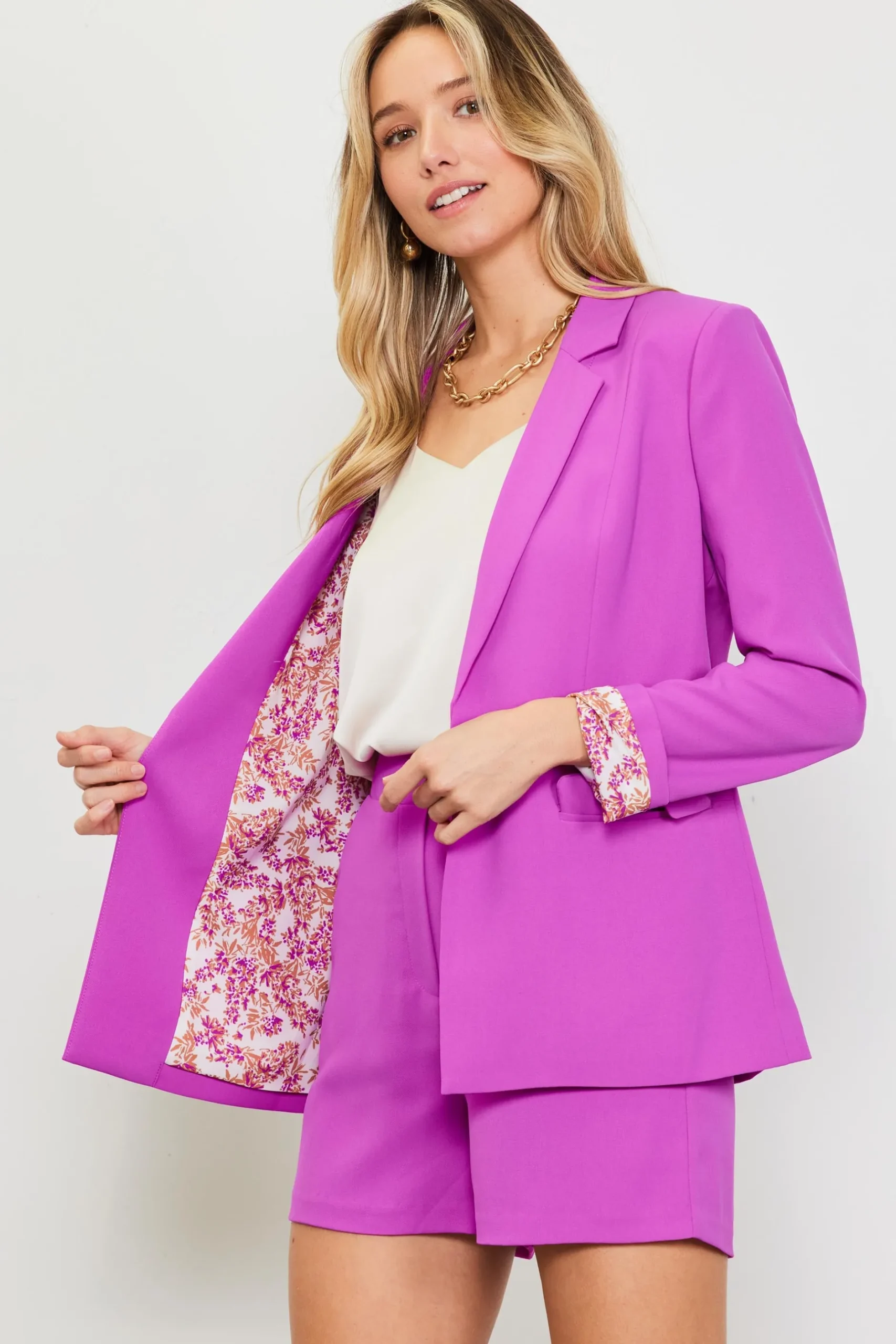 SKIES ARE BLUE Blazers*Welt Pocket Blazer Mulberry